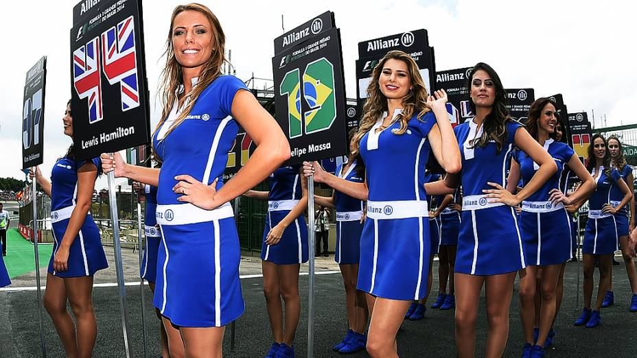 As mulheres no GP do Brasil no Autódromo de Interlagos em São Paulo, nas arquibancadas e nos boxes