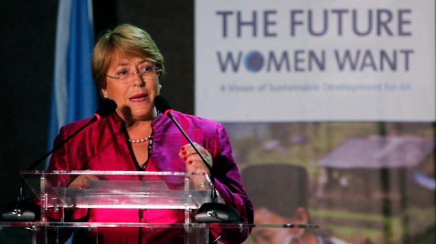 A diretora da ONU Mulher, Michelle Bachelet, durante o fórum O que as mulheres querem na Rio+20