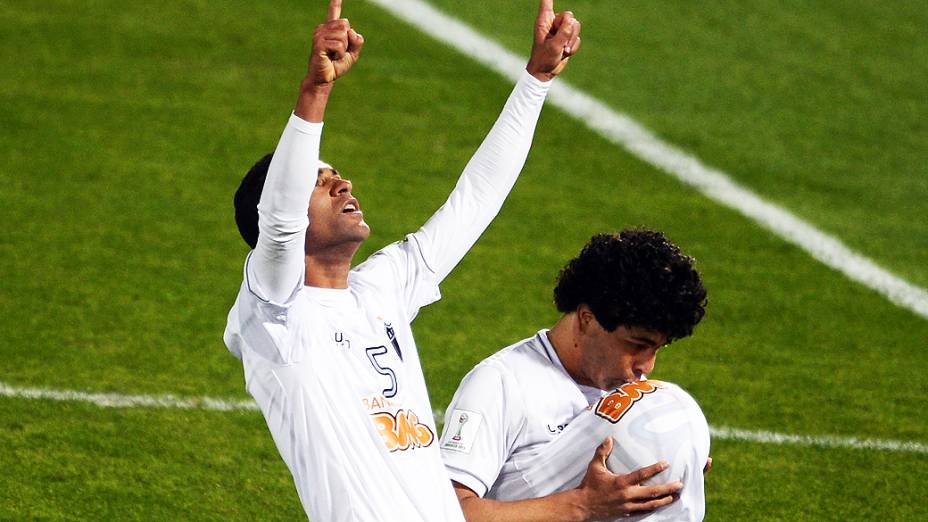Luan do Atlético Mineiro comemora o gol durante a disputa terceiro lugar no Mundial de Clubes contra Guangzhou Evergrande da China, no Grand Stade de Marrakech (Marrocos)