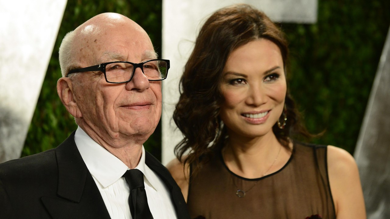 Rupert Murdoch and wife Wendi Deng Murdoch arrive at the 2013 Vanity Fair Oscars Viewing