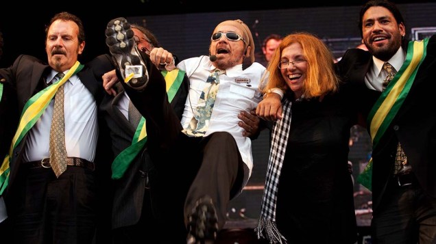 Show de Tom Zé e Mutantes no palco Sunset, no último dia do Rock in Rio, em 02/10/2011
