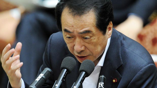 Primeiro-ministro japonês, Naoto Kan, em uma reunião sobre a reconstrução do país, em 31 de maio