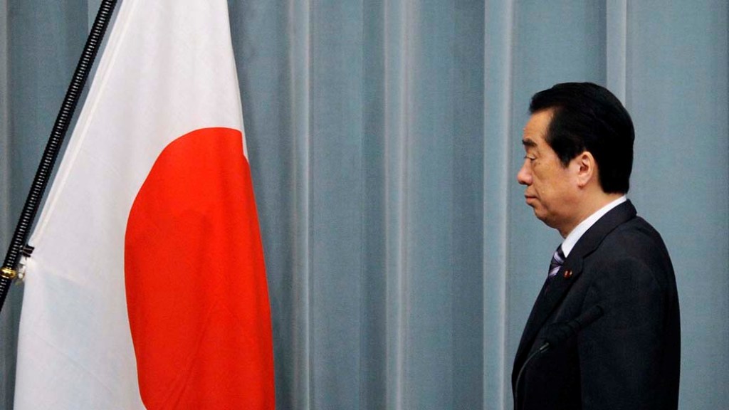 O primeiro-ministro Naoto Kan durante entrevista em Tóquio, Japão