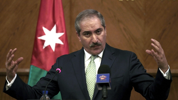O ministro das Relações Exteriores da Jordânia, Nasser Judeh, durante coletiva sobre questão palestina