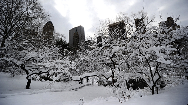 Em um dia de inverno intenso, Nova York fica encoberta de neve