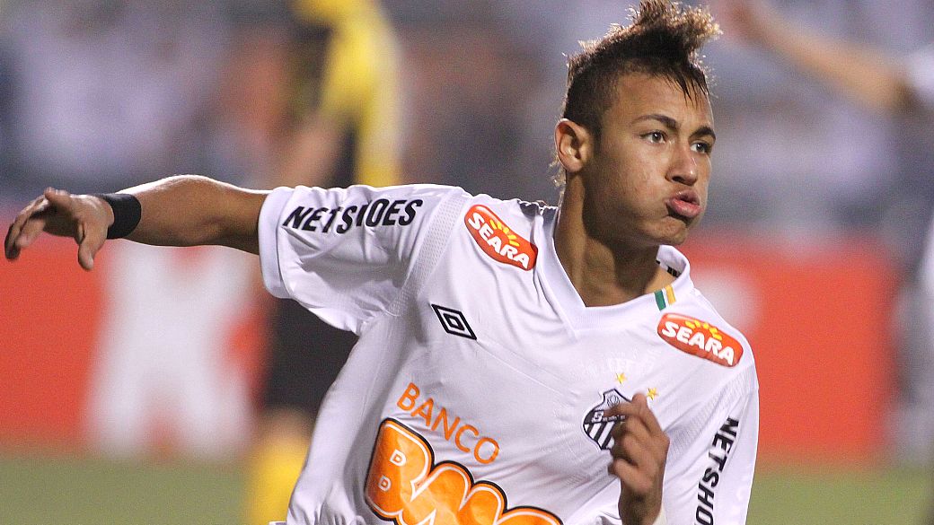 Neymar após marcar seu gol na final da Libertadores