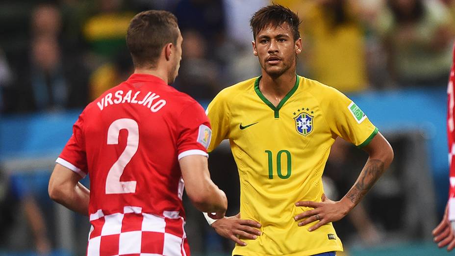 Neymar em lance no jogo contra a Croácia no Itaquerão, em São Paulo