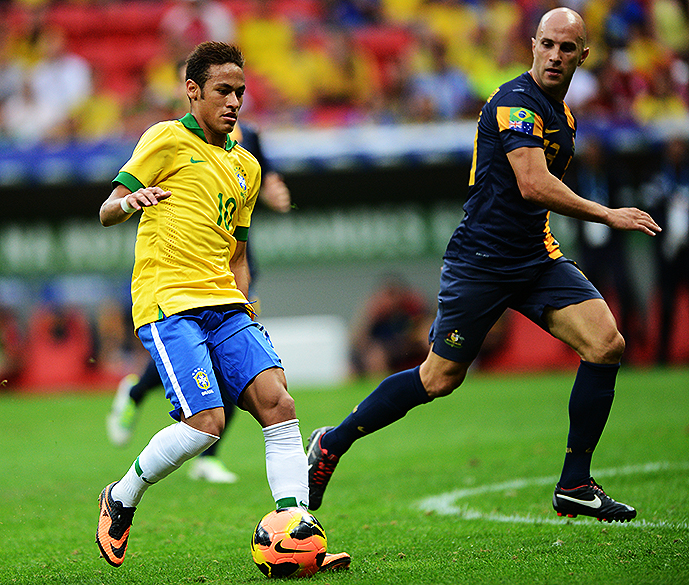 Neymar durante o amistoso entre Brasil e Austrália no estádio Mané Garrincha em Brasília