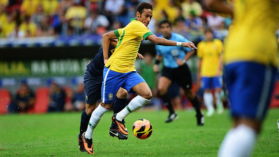 Neymar durante o amistoso entre Brasil e Austrália no estádio Mané Garrincha em Brasília