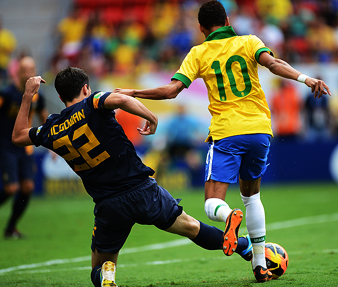 Neymar durante o amistoso entre Brasil e Austrália no estádio Mané Garrincha em Brasília