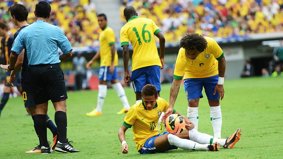 Neymar durante o amistoso entre Brasil e Austrália no estádio Mané Garrincha em Brasília