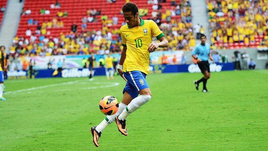 Neymar durante o amistoso entre Brasil e Austrália no estádio Mané Garrincha em Brasília