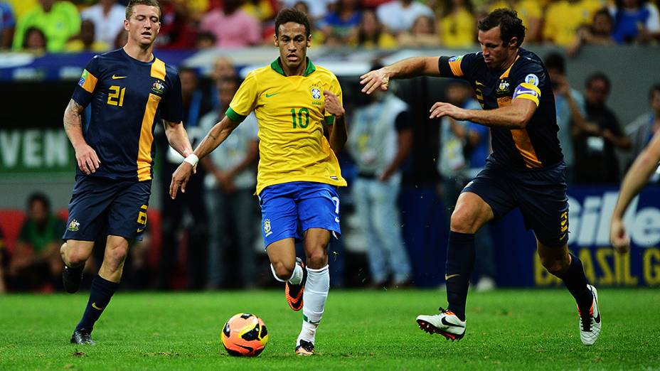 Neymar durante o amistoso entre Brasil e Austrália no estádio Mané Garrincha em Brasília