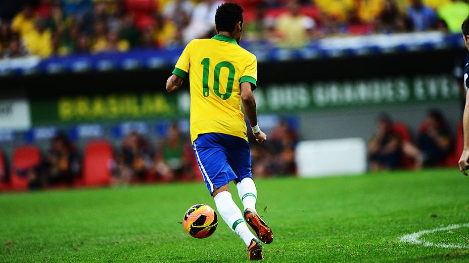 Neymar durante o amistoso entre Brasil e Austrália no estádio Mané Garrincha em Brasília