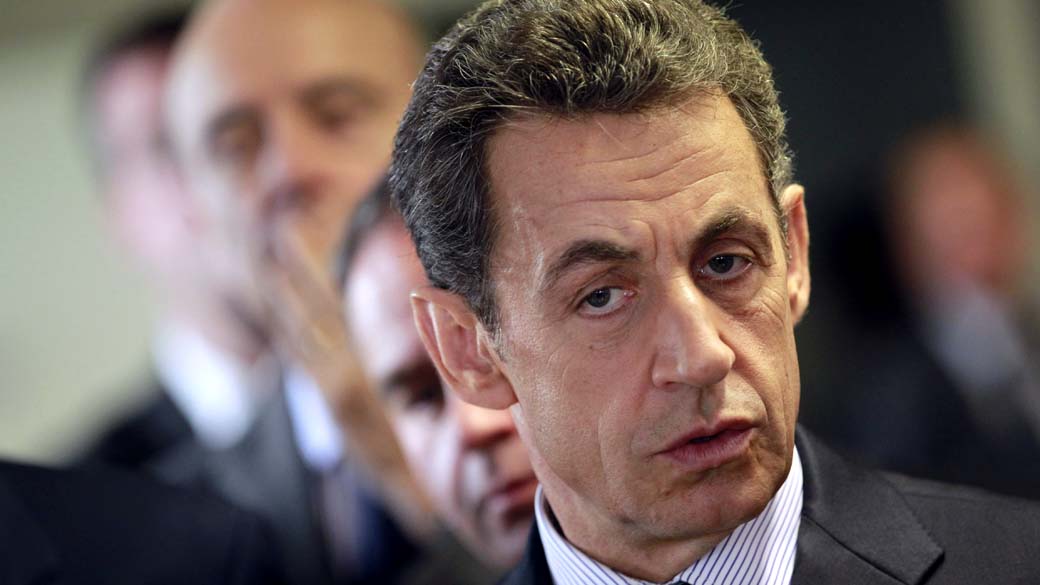 Nicolas Sarkozy durante visita à cidade de Bordeaux, na França