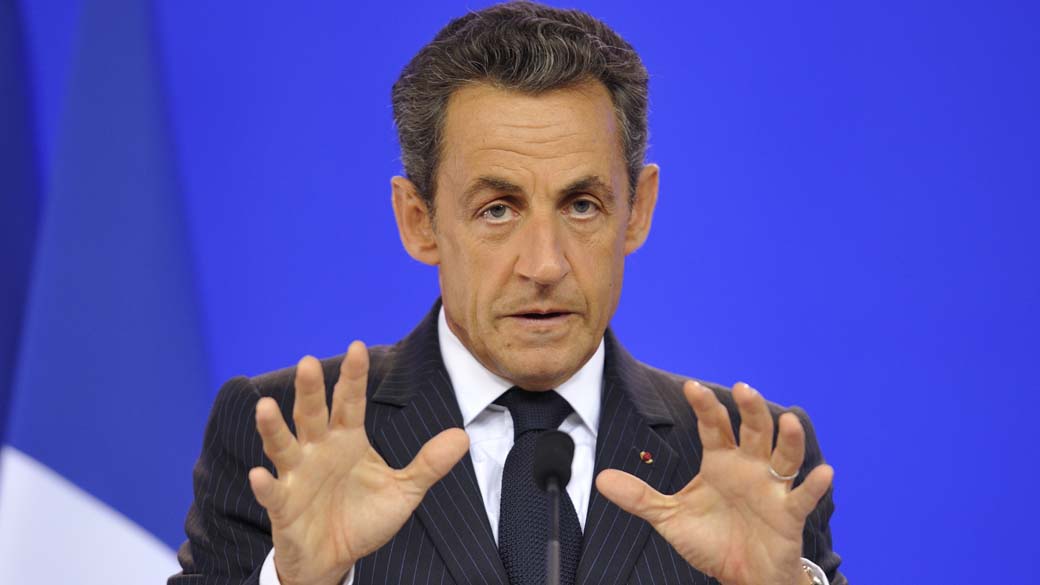 Nicolas Sarkozy na sede do Conselho Europeu em Bruxelas