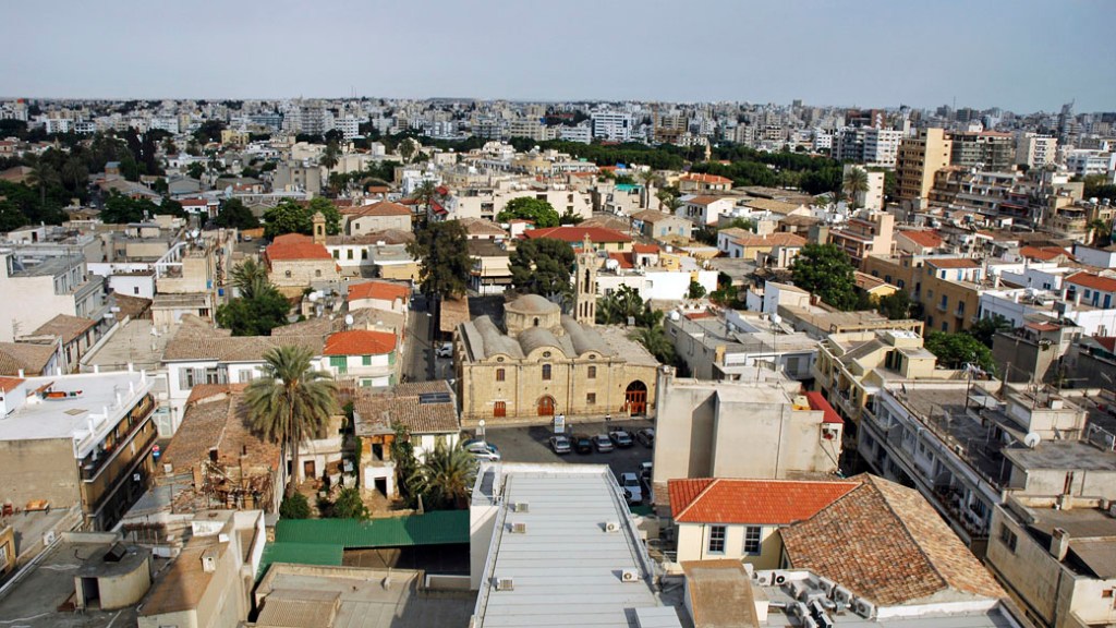 Vista aerea de Nicosia, capital do Chipre