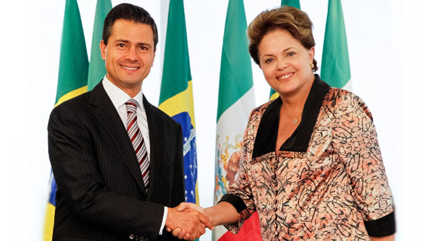 Presidente do México, Enrique Peña Nieto com Dilma Rousseff durante encontro no Palácio do Planalto