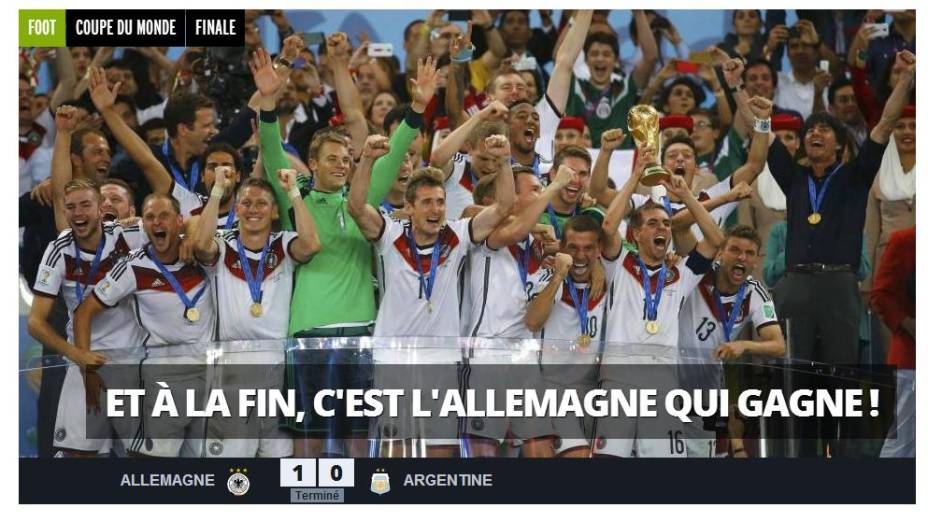 "No fim é a Alemanha quem ganha", escreveu o diário esportivo <em>LÉquipe</em>, da França