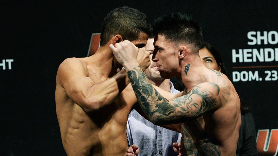 Norman Parke e Leonardo Santos durante pesagem do UFC de Natal