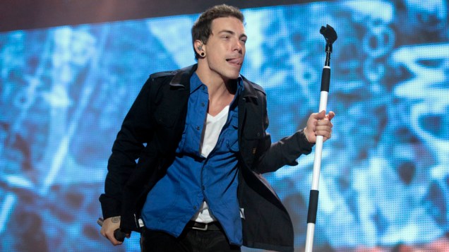 O vocalista Di Ferrero durante o show do NX Zero no palco Mundo, no segundo dia do Rock in Rio, 24/09/2011