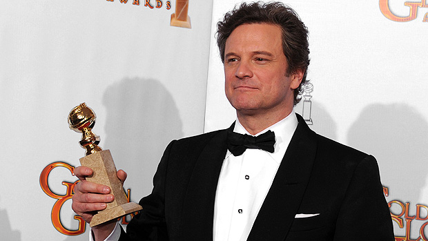 O ator inglês Colin Firth, na entrega do Globo de Ouro de Ator de Filme Dramático