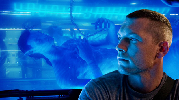 O ator Sam Worthington em cena de 'Avatar'