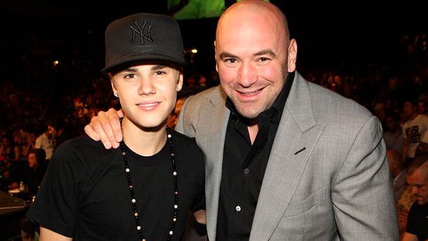 O cantor Justin Bieber e Dana White, presidente do UFC