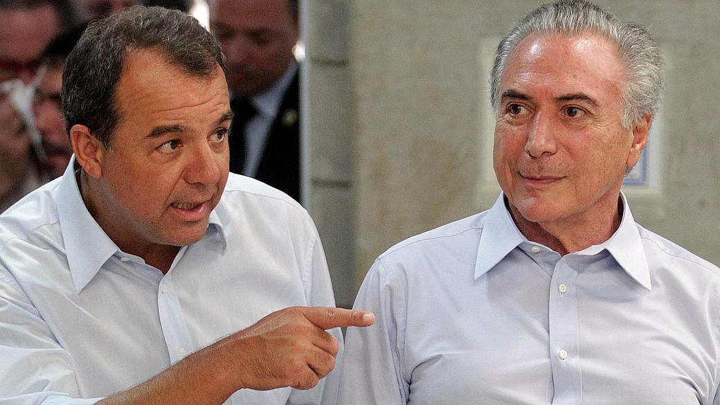 O governador do Rio de Janeiro, Sérgio Cabral, e o vice-presidente da República, Michel Temer