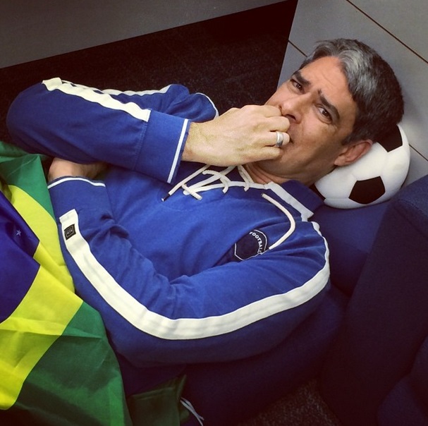 O jornalista William Bonner ansioso para a partida entre Brasil e Alemanha, na Copa do Mundo 2014