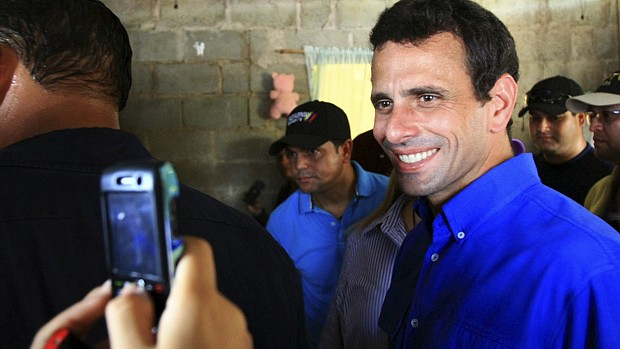 O líder opositor da Venezuela, Henrique Capriles, durante campanha na cidade de Maracaibo