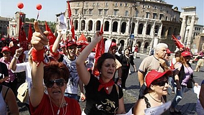 O maior sindicato da Itália realiza uma greve geral no centro de Roma