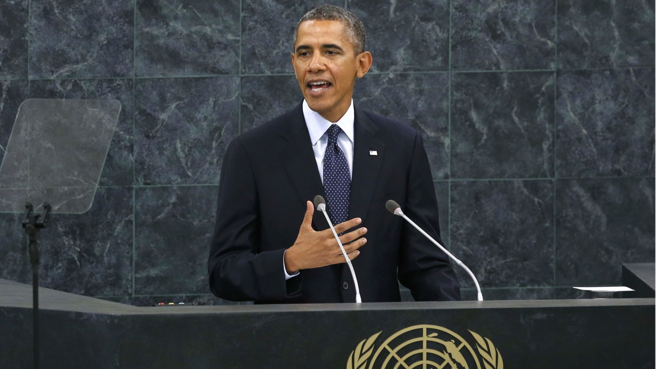 O presidente americano Barack Obama discursa durante a Assembleia Geral da ONU