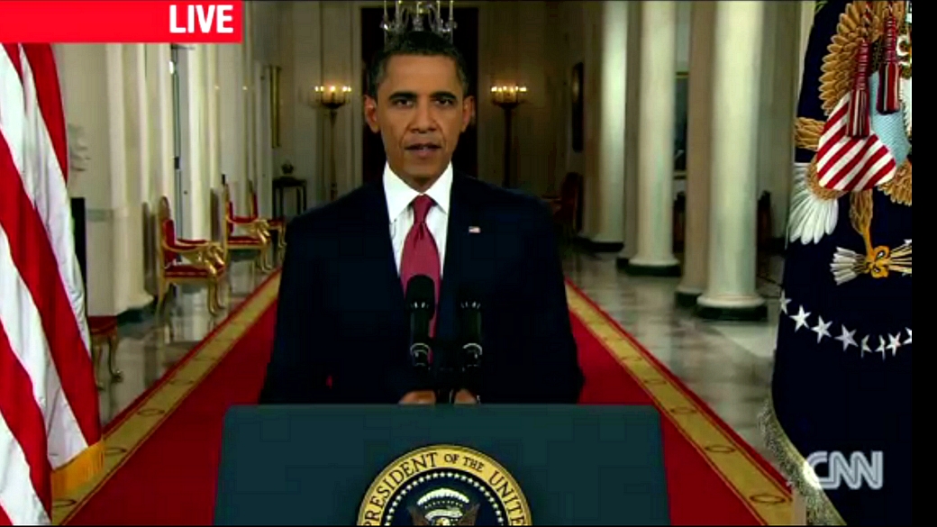 Barack Obama em pronunciamento ao vivo em 25 de julho