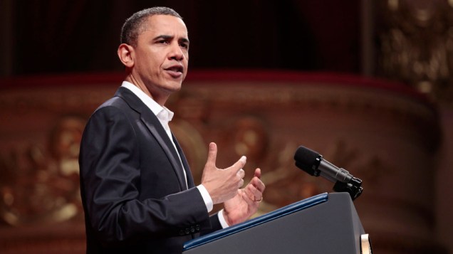 Presidente americano Barack Obama discursa no Teatro Municipal, no Rio de Janeiro