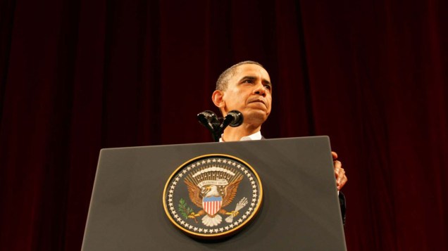 Presidente americano Barack Obama discursa no Teatro Municipal, no Rio de Janeiro