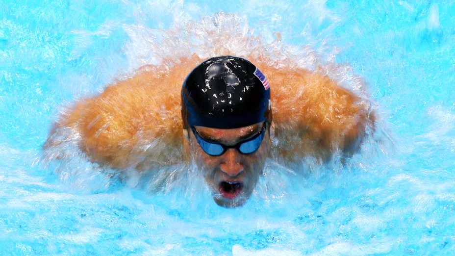 O nadador americano Michael Phelps durante eliminatória dos 200m borboleta no Centro de Esportes Aquáticos, em 30/07/2012