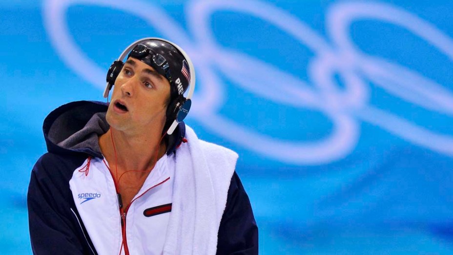 Michael Phelps antes de competir nos 200m borboleta, em 31/07/2012