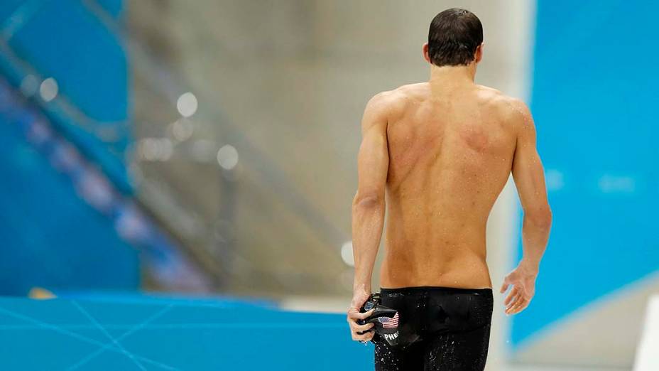 O americano Michael Phelps, após competir os 200m borboleta, em 31/07/2012