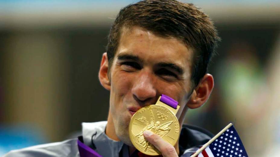 Michael Phelps, medalha de ouro no revezamento 4x200m livre, em 31/07/2012