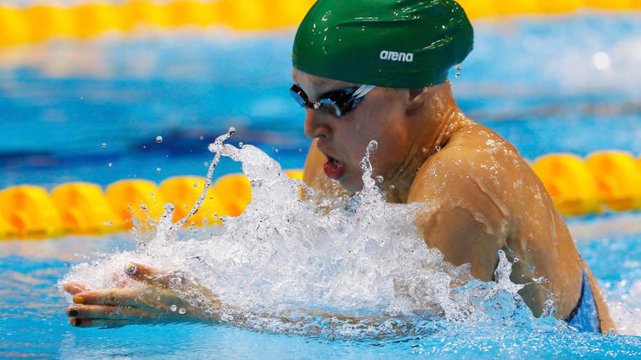 A lituana Ruta Meilutyte, marcou o melhor tempo nas semifinais dos 100 metros peito dos Jogos Olímpicos de Londres, em 29/07/2012