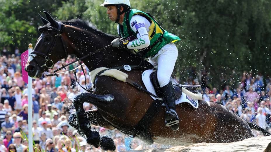 Cavaleiro australiano, Sam Griffith, durante a competição do Concurso Completo de Equitação dos Jogos Olímpicos disputado no Greenwich Park, Londres