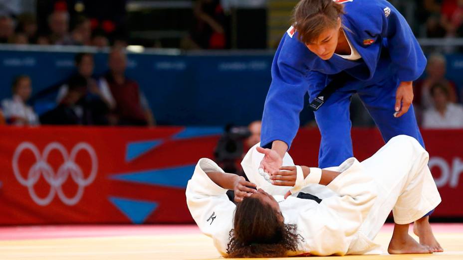 A judoca Rafaela Silva após ser eliminada da Olimpíada de Londres, em 30/07/2012