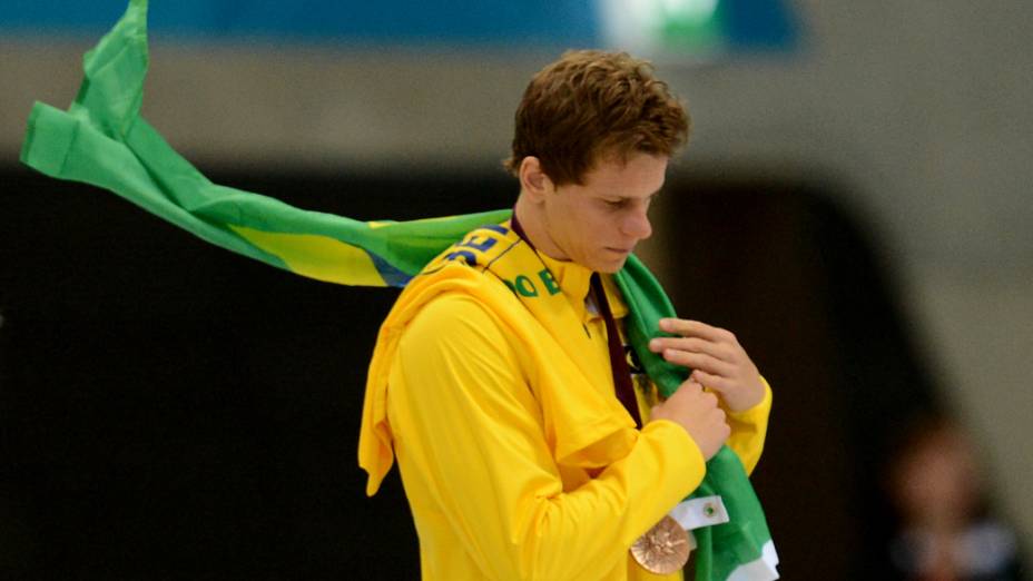 César Cielo, medalha de bronze nos 100m livre nos Jogos Olímpicos de Londres, em 03/08/2012