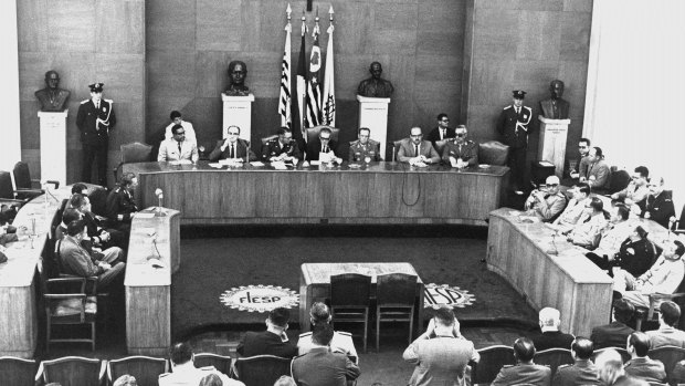 Reunião em São Paulo, em 1968, da Junta Interamericana de Defesa, que uniu as forças armadas dos países da América Latina na Operação Condor