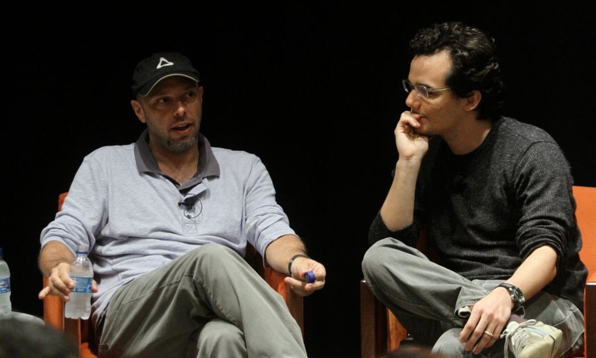 José Padilha e Wagner Moura em debate sobre Tropa de Elite 2 na Casa do Saber, Rio de Janeiro