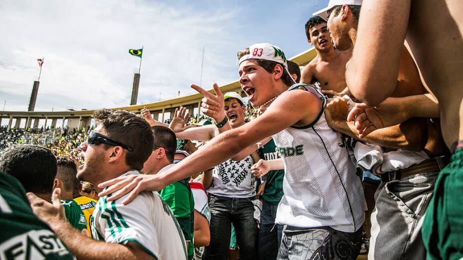 Torcida do Palmeiras comemora o título após a partida entre Palmeiras SP e Boa Esporte MG válida pela Série B do Campeonato Brasileiro 2013, no Estádio Pacaembú em São Paulo (SP), neste sábado (16)