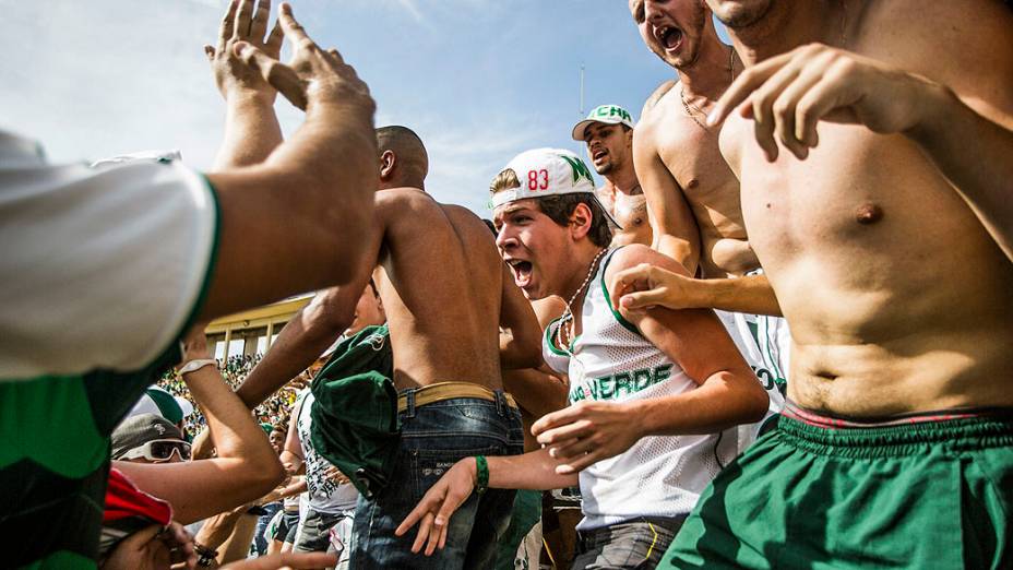 Torcida do Palmeiras comemora o título após a partida entre Palmeiras SP e Boa Esporte MG válida pela Série B do Campeonato Brasileiro 2013, no Estádio Pacaembú em São Paulo (SP), neste sábado (16)