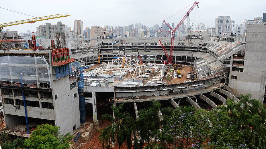 Obras do novo estádio do Palmeiras, em São Paulo