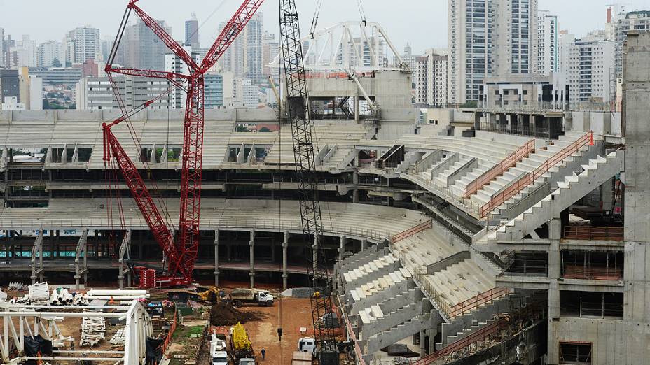 Obras da Arena Palestra Itália, o novo estádio do Palmeiras, em São Paulo